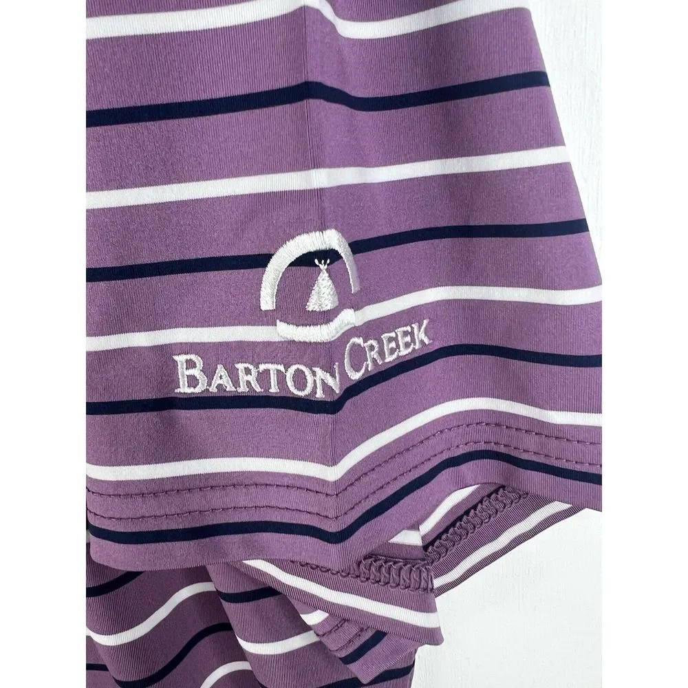 RLX Ralph Lauren Polo‎ Shirt L Purple Striped Performance Barton Creek Golf Mens